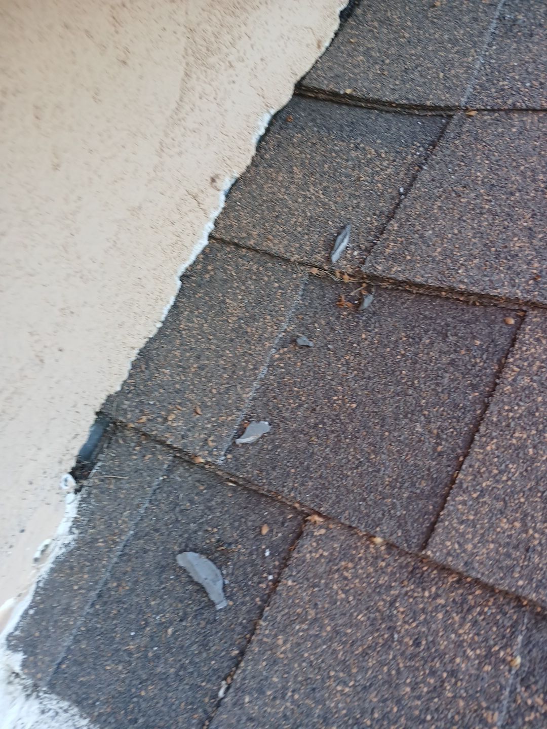 23-Mar 17 2026 08_01am-xssH Roof shingles meeting stucco wall with debris