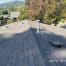 Asphalt shingle roof with vents and solar fan