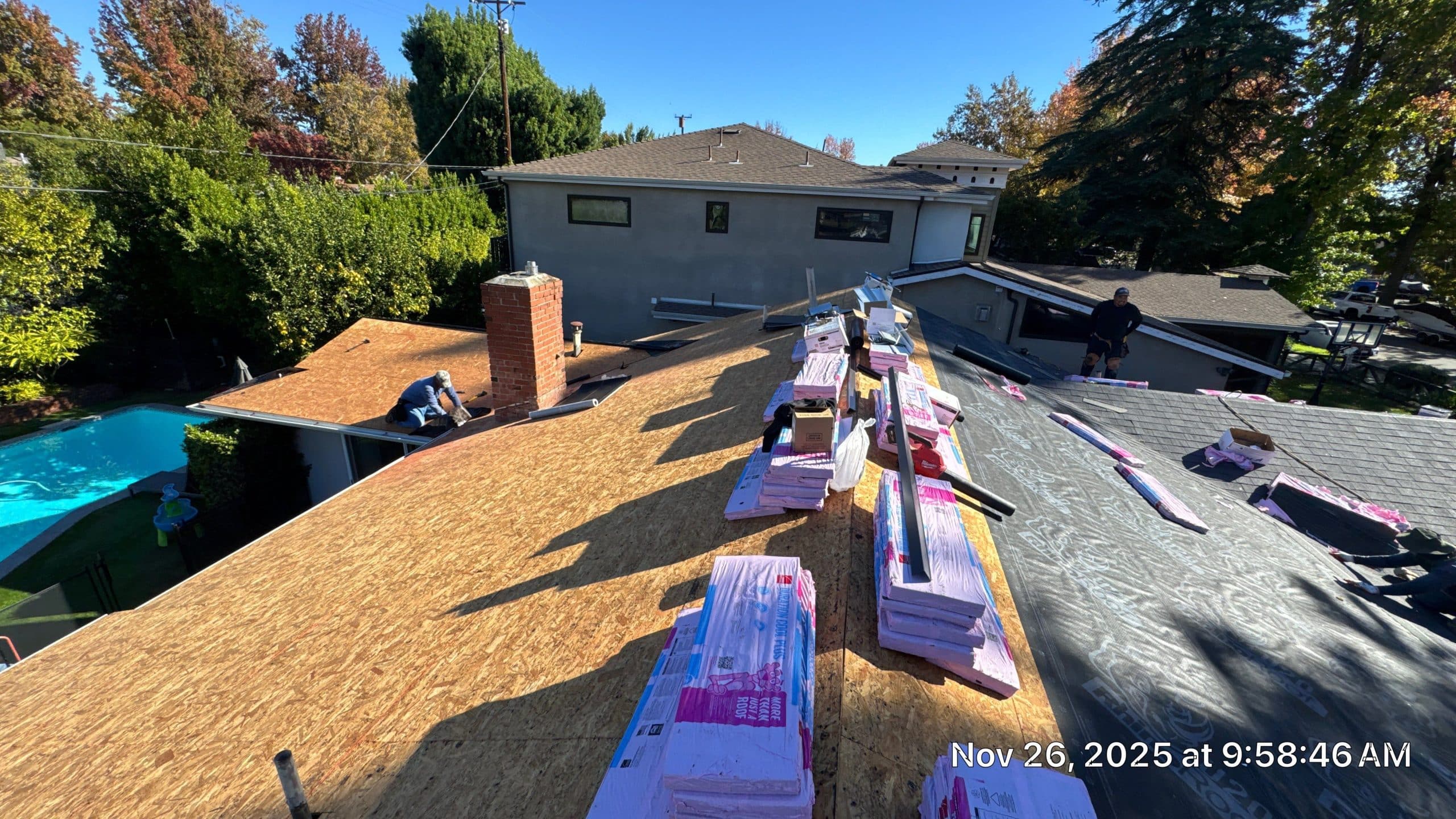 Roof replacement in progress on residential home