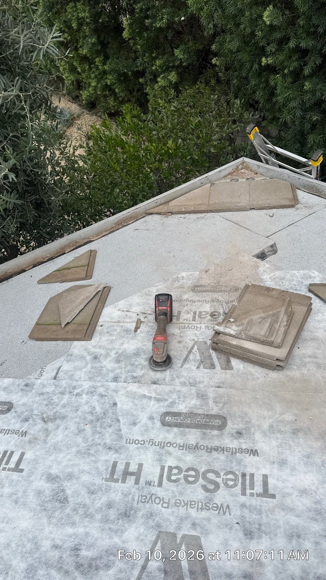 Concrete roof tiles removed exposing Westlake Royal TileSeal HT underlayment | Roof Replacement Inc concrete roof tiles removed exposing Westlake Royal TileSeal HT underlayment — Roof Replacement Inc