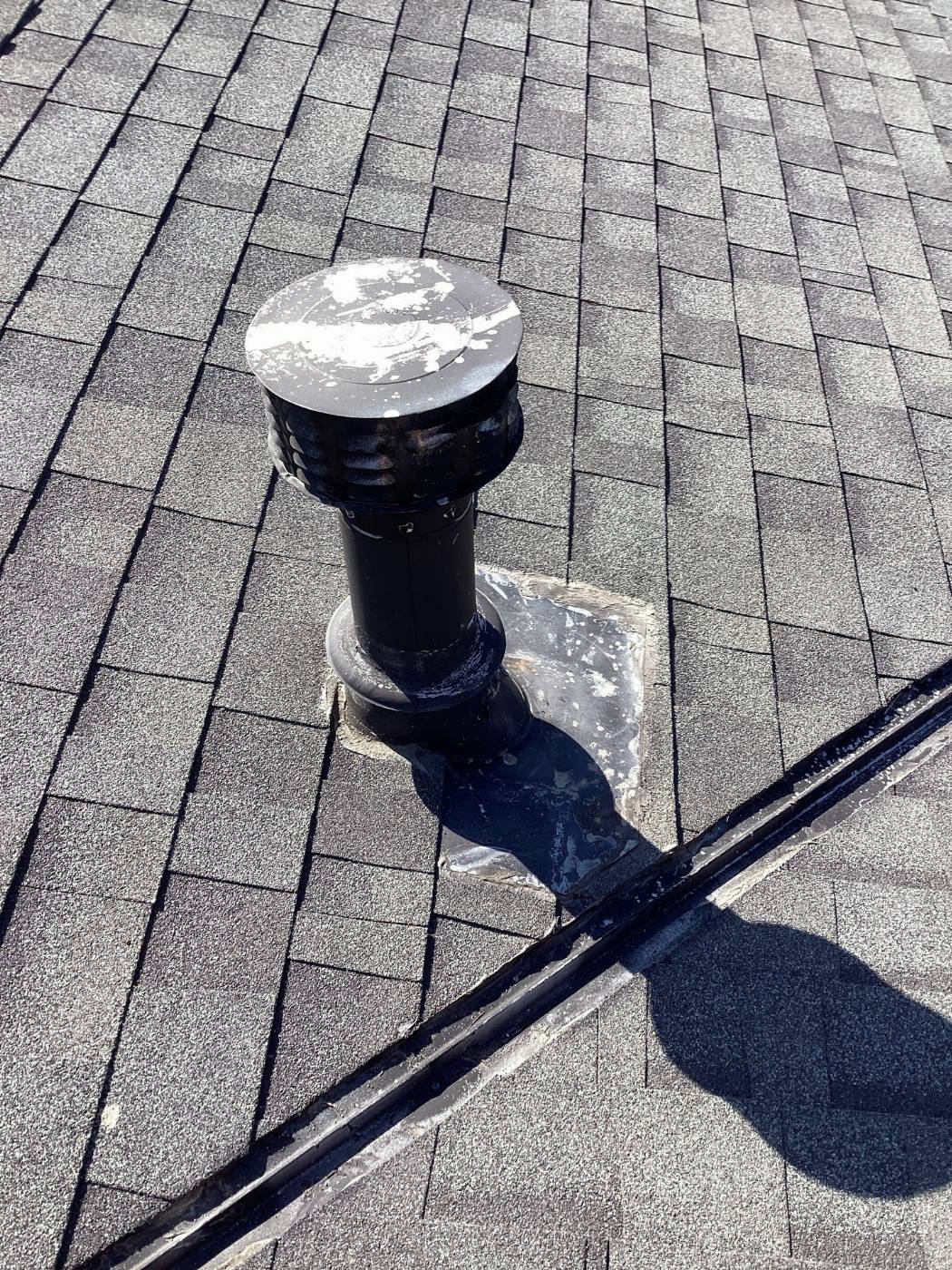Deteriorated plumbing vent boot flashing on asphalt shingle roof in Calabasas | Roof Replacement Inc deteriorated plumbing vent boot flashing on asphalt shingle roof — Calabasas — Roof Replacement Inc