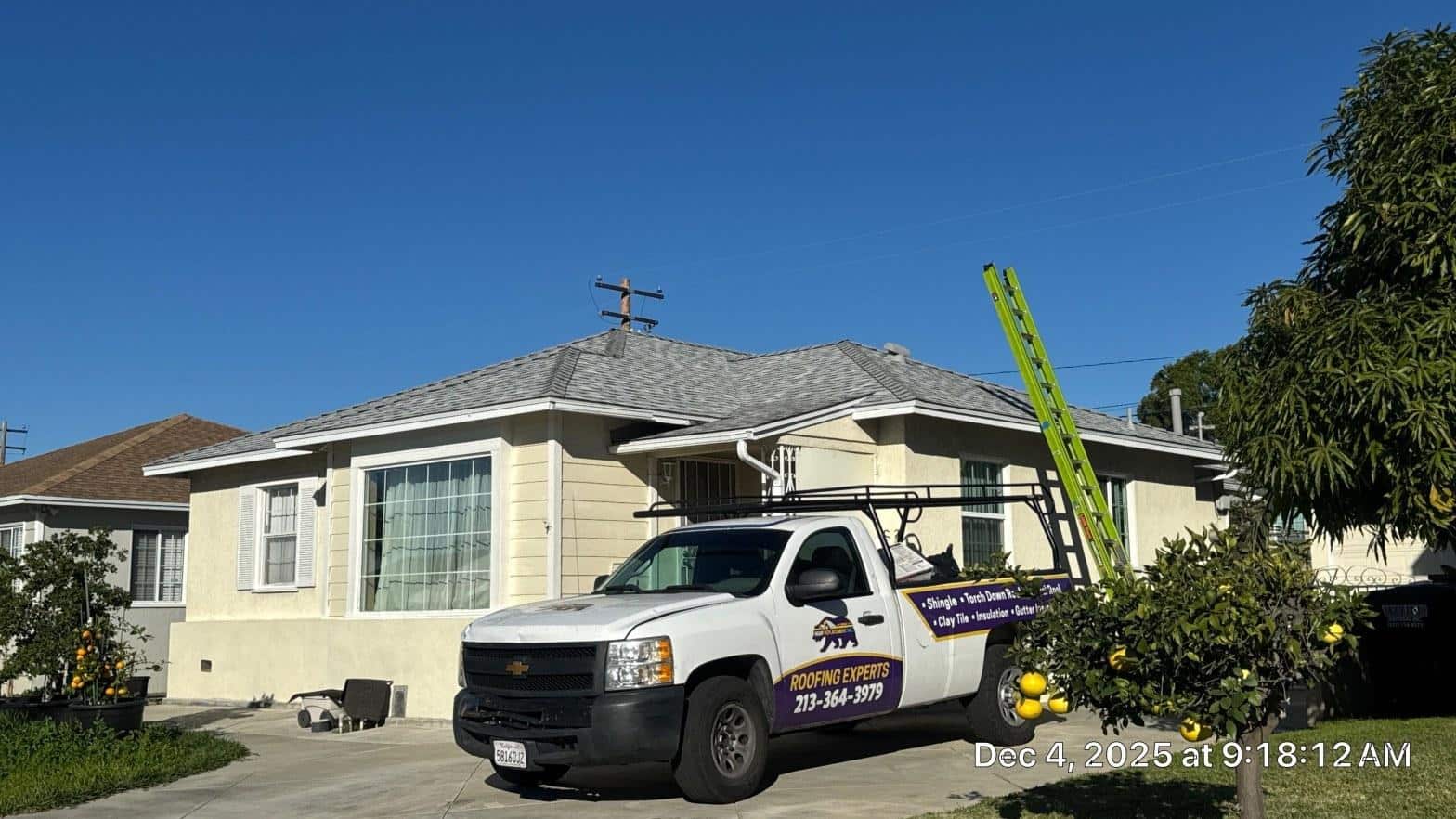 Completed roof repair work at Roof Replacement Inc