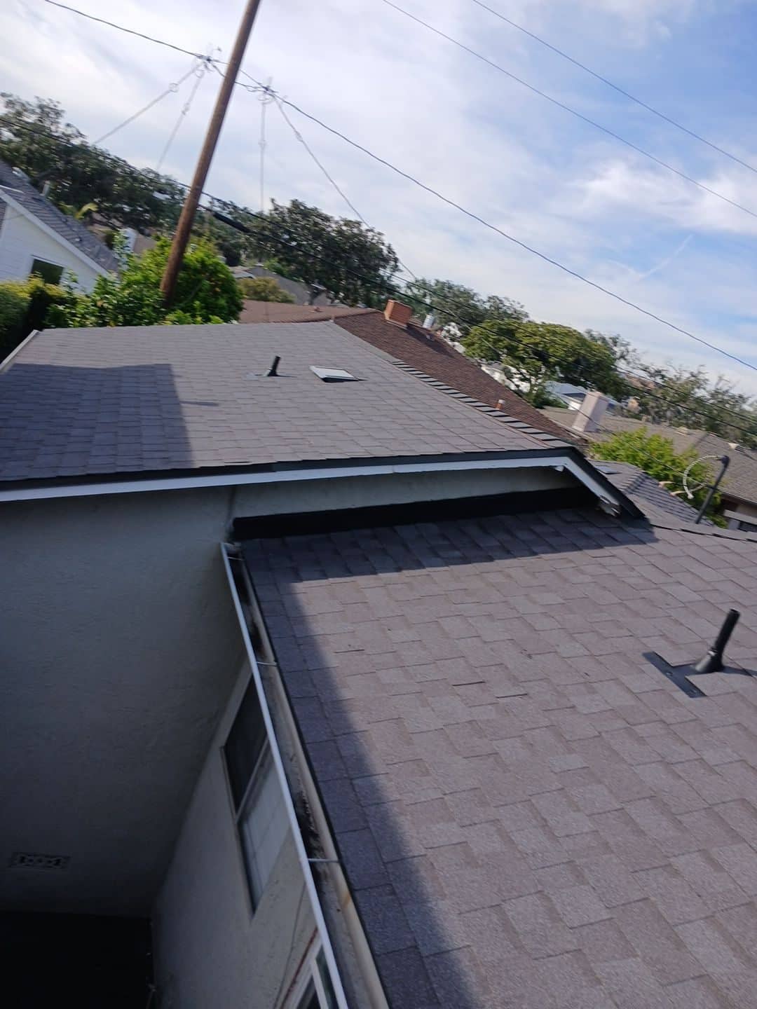 Asphalt shingle roofs, two levels, gutter, pipe vents | Roof Replacement Inc Asphalt shingle roofs, two levels, gutter, pipe vents — Roof Replacement Inc