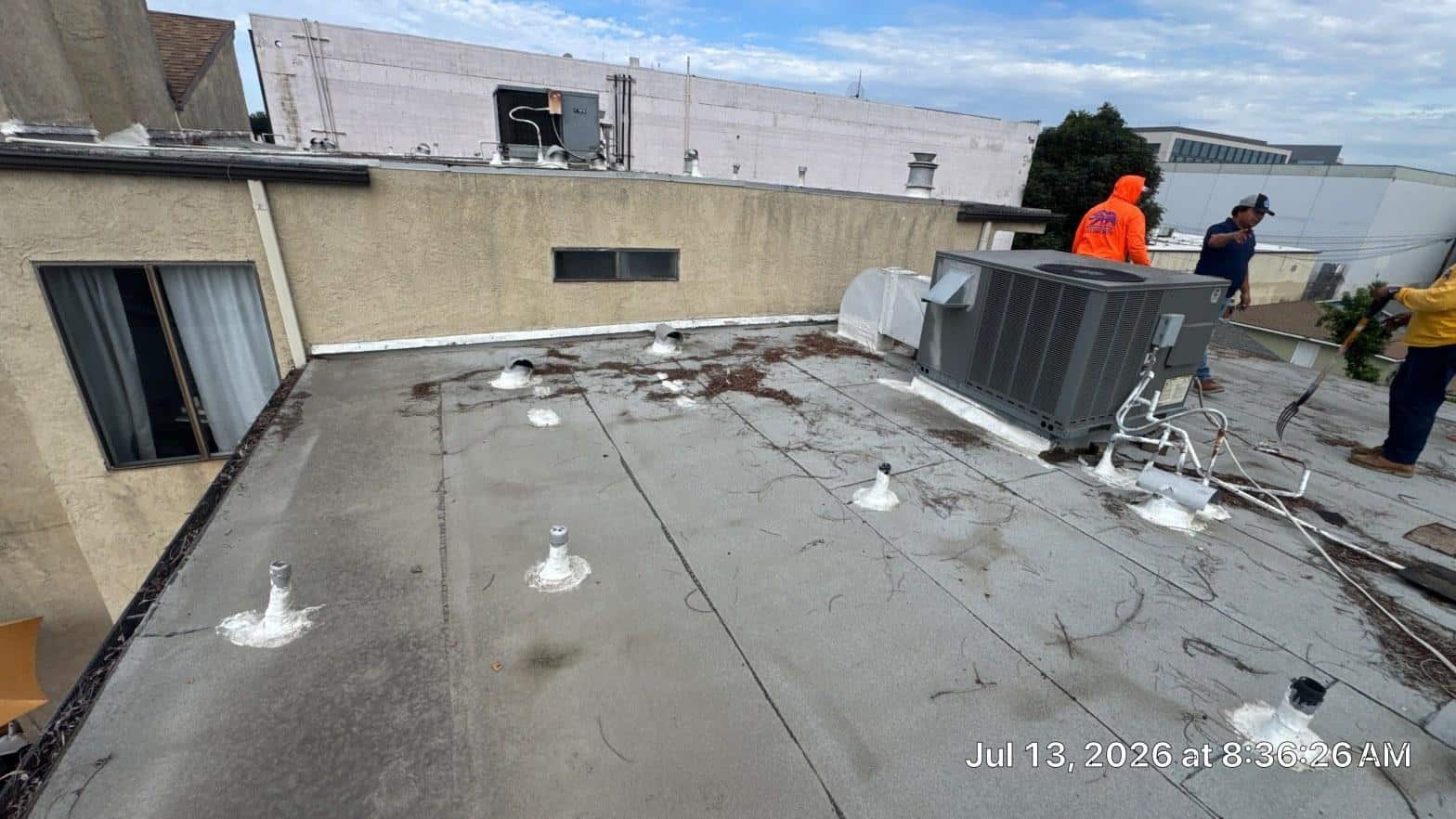Completed roof coating work at Roof Replacement Inc