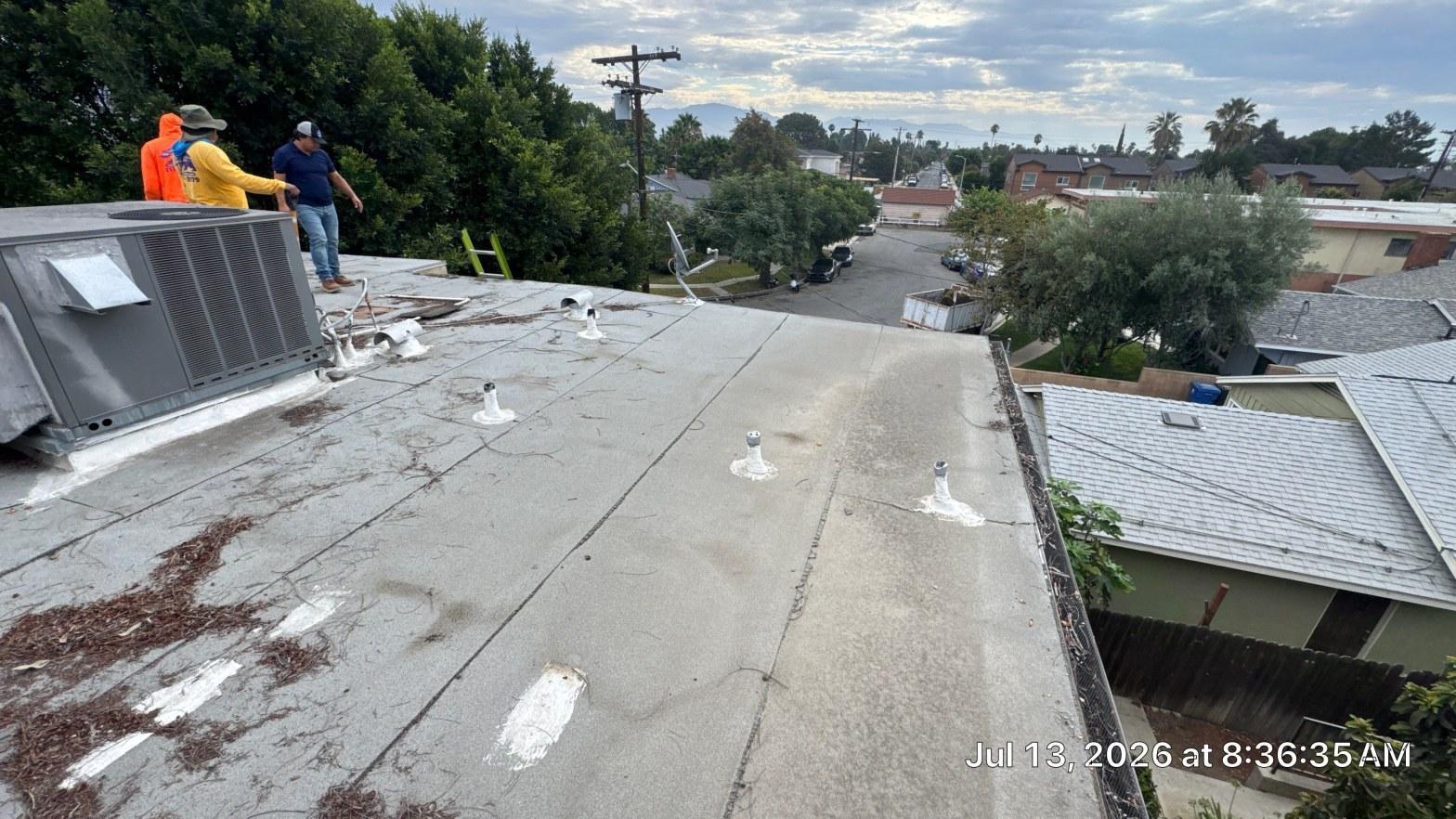 Completed roof coating work at Roof Replacement Inc