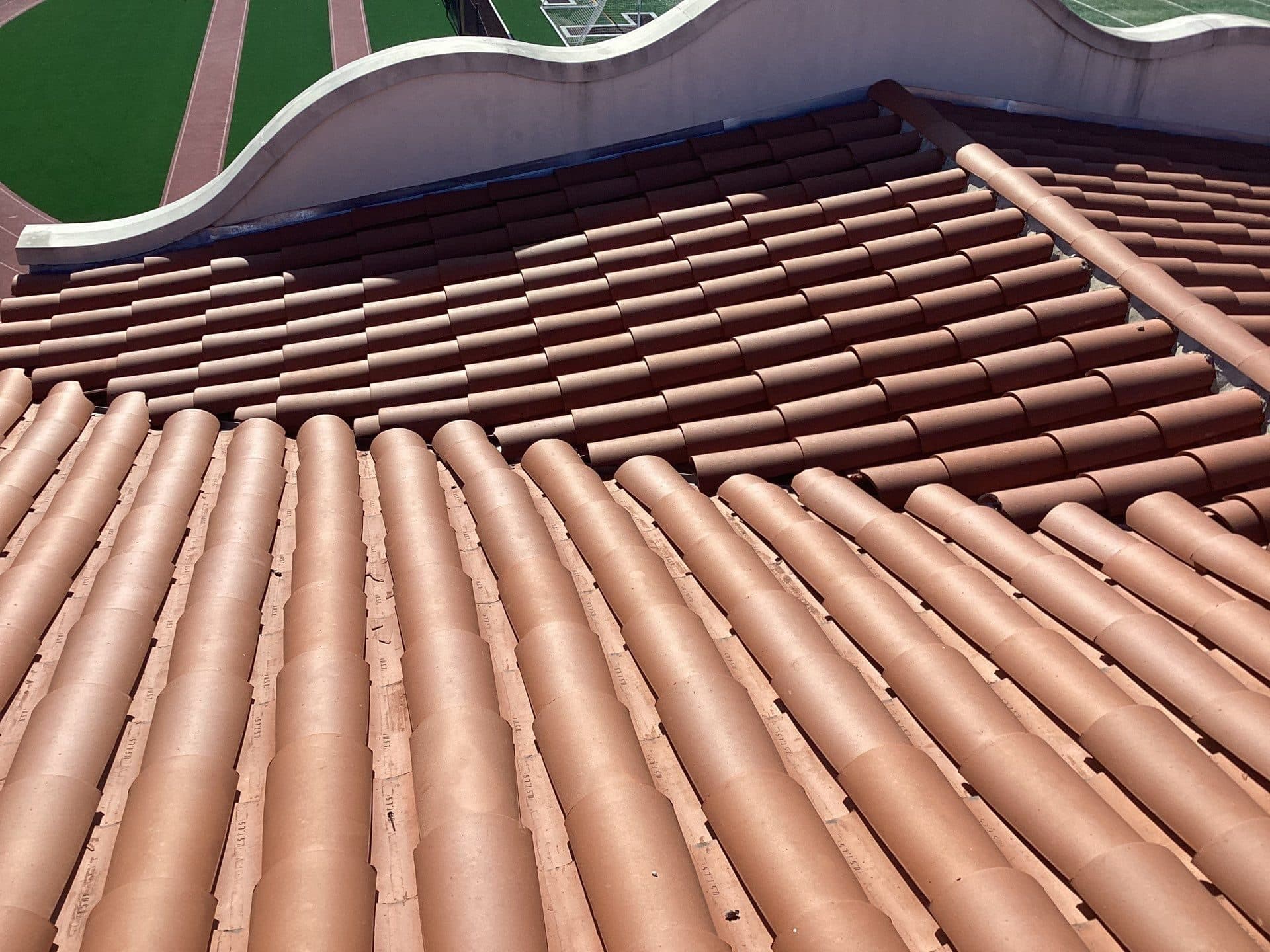 Clay barrel tile roof with a parapet wall — Encino — Roof Replacement Inc