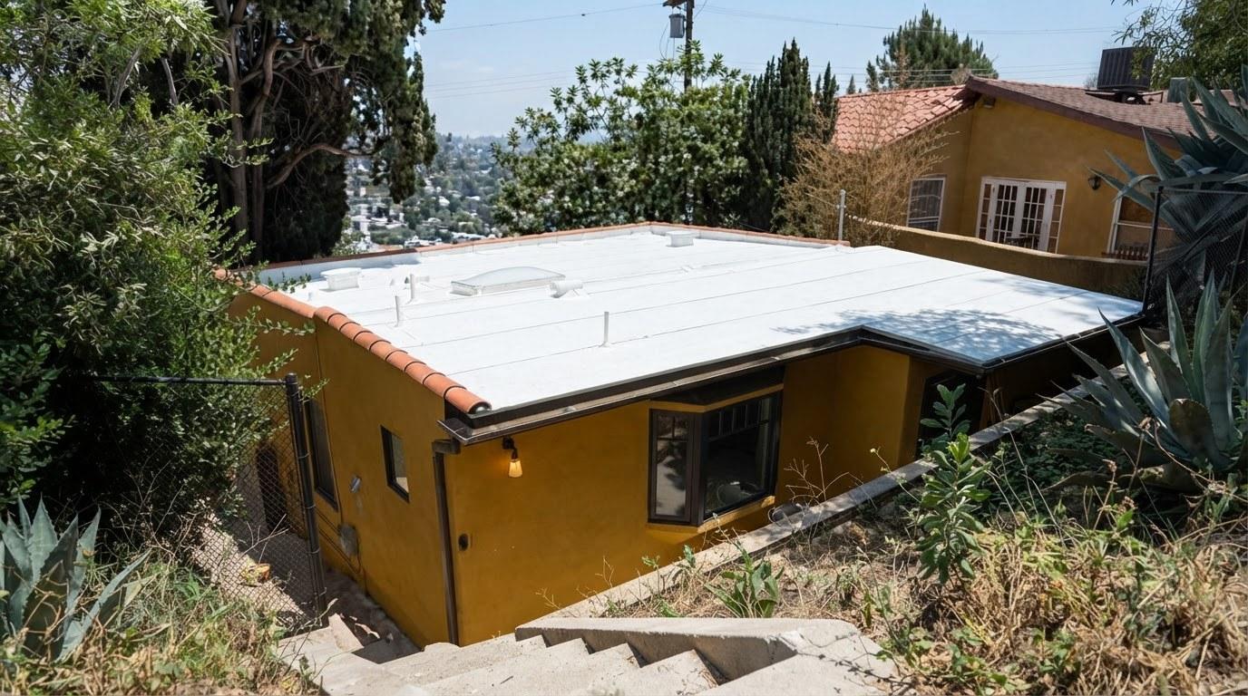 Completed cool roof installation work at Roof Replacement Inc