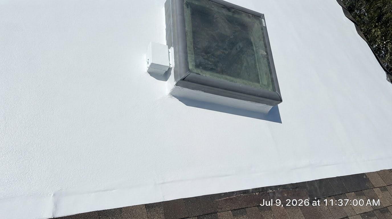 Completed roof coating work at Roof Replacement Inc