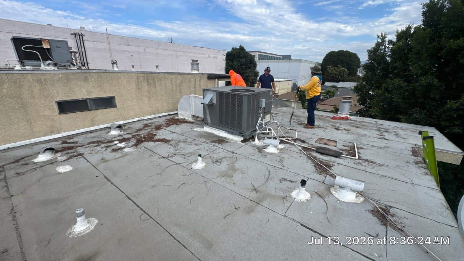 Completed roof coating work at Roof Replacement Inc