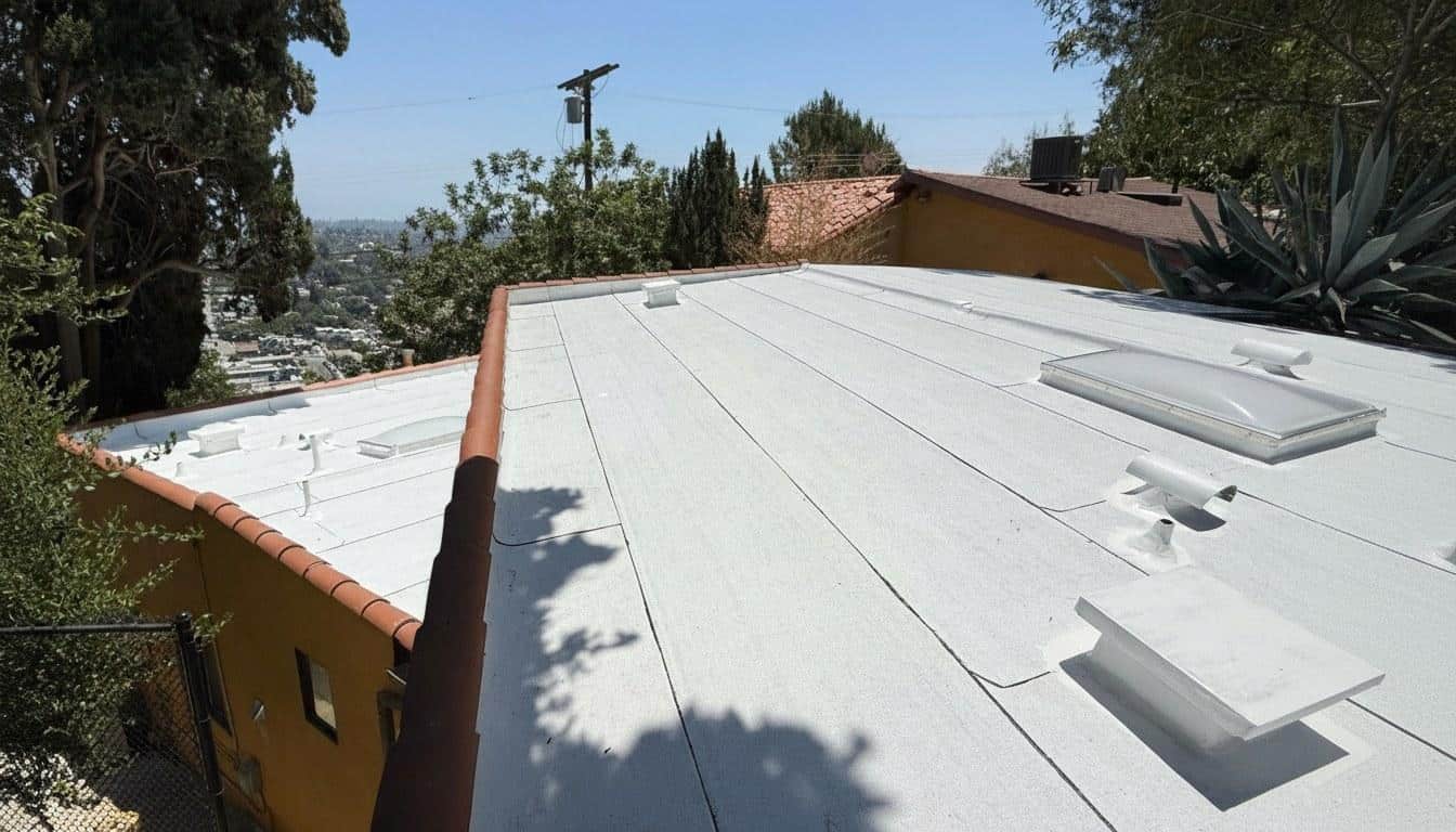 Completed roof coating work at Roof Replacement Inc