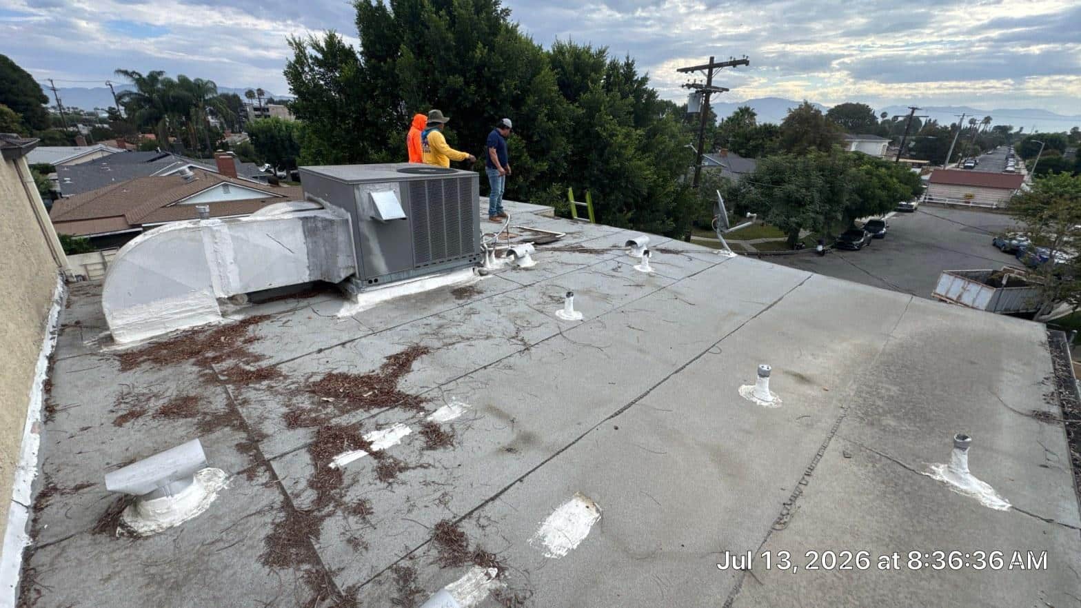 Completed roof coating work at Roof Replacement Inc