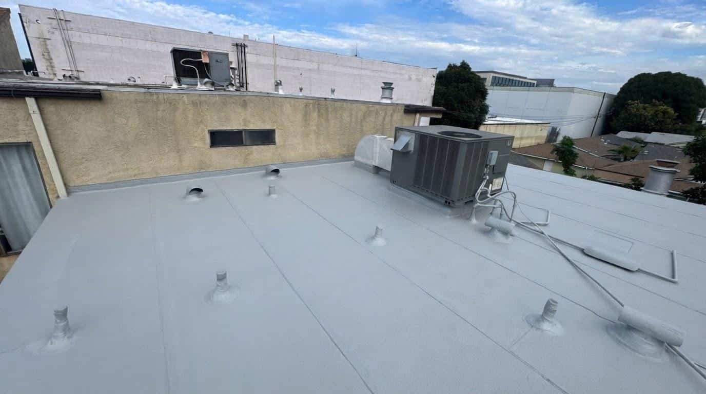 Completed roof coating work at Roof Replacement Inc